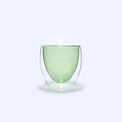 Guaranteed Quality double wall glass tea cup 250ml tinted hand blown borosilicate glass cup