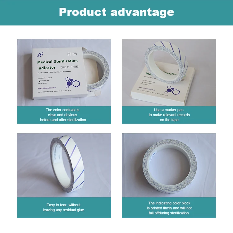 Plasma Sterilization Autoclave Tape blue to red Medical H2O2 Plasma Chemical Indicator Tape