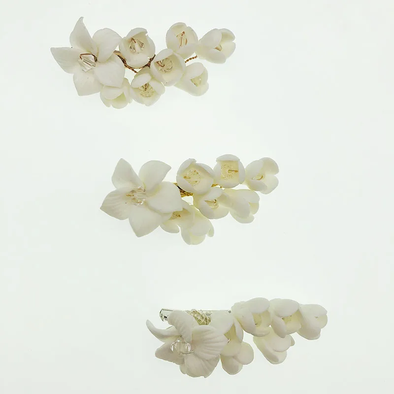 2020 NEW  wedding hair clip White Ceramic Flower hair comb rhinestone bridal headpiece