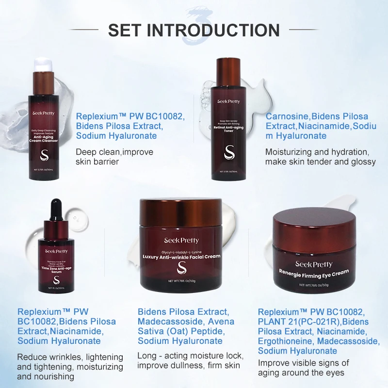 Private Label Organic Skincare Products Face Cream Serum Moisturizing Anti-Aging Skin Care Set New For Black Women