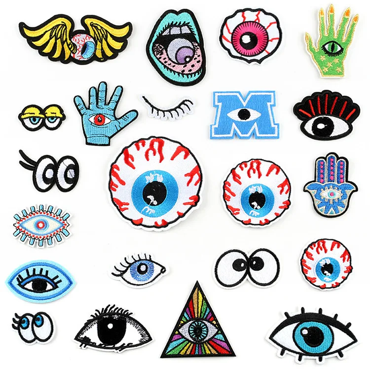 Custom cute logo applique iron embroidery patches wholesale clothing hat accessories badges