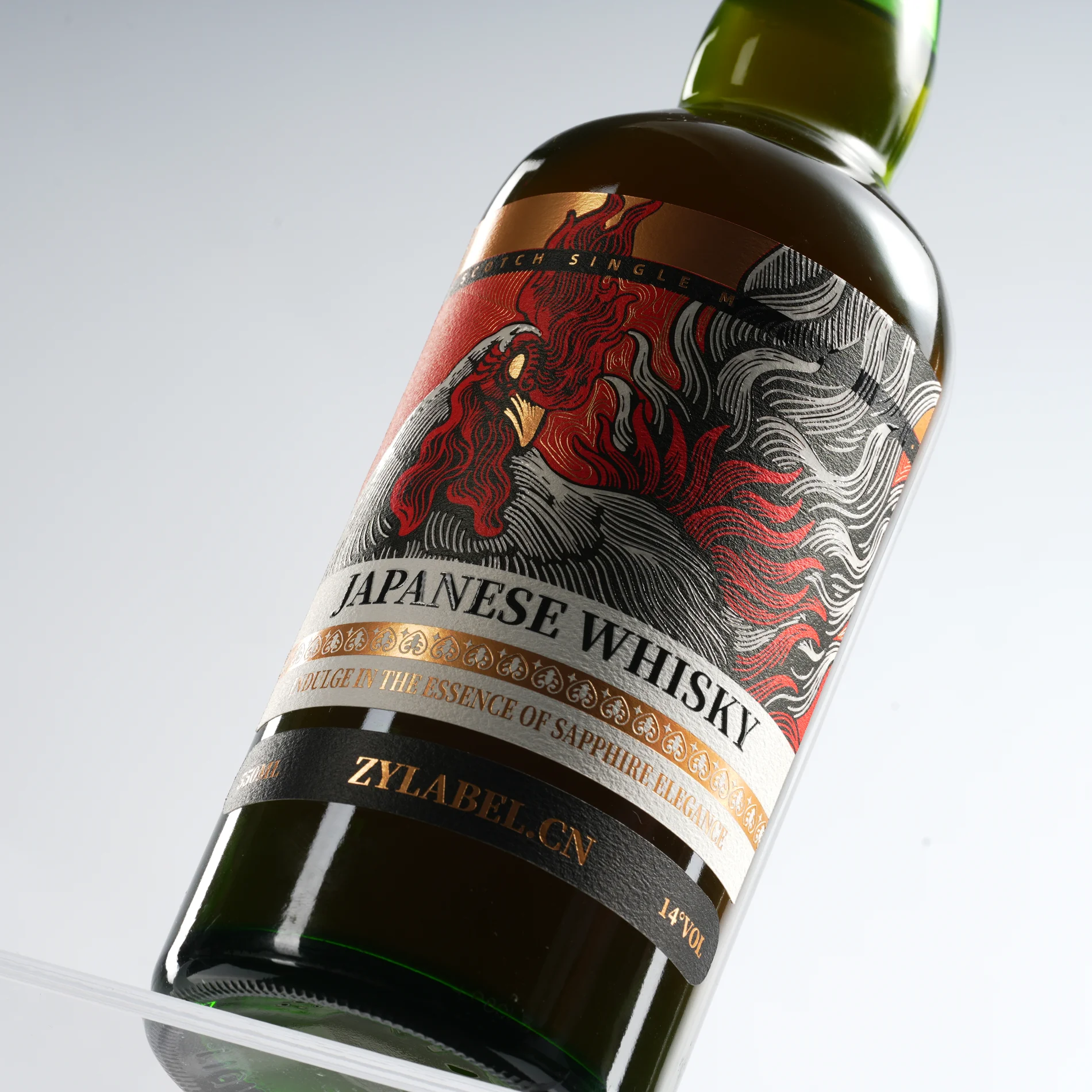 Product Bottle Label Printing Custom Adhesive Sticker Roll Wine Sticker Texture Lustrous Silver Foil Stamping Glossy Sticker