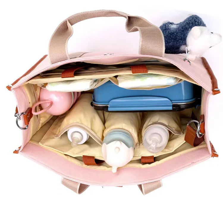 wholesales quilted canvas Portable mummy maternity bag tote travel nappy backpack small baby diaper bag for Baby Care