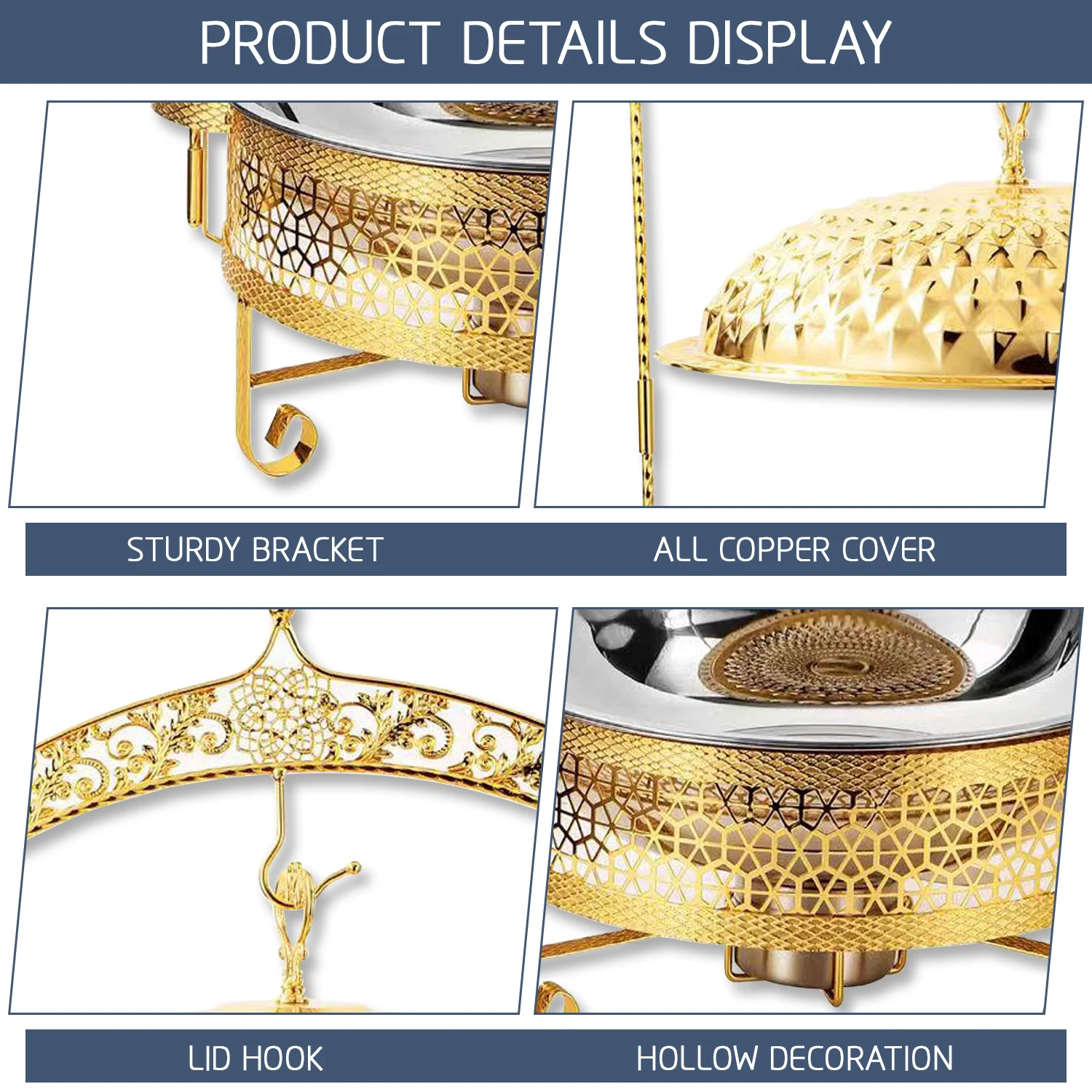 YITIAN Chafing Dish Restaurant Equipment Stainless Steel Food Warmer Gold Chafing Dish Heavy Duty Kitchen Equipment