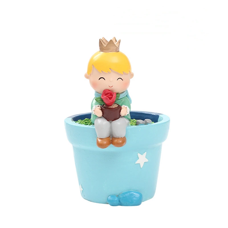 Lovely fairy tale little prince flower pots creative desktop garden flowerpot landscape potted succulent plant pot wholesale