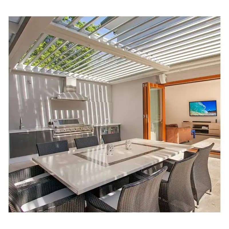 Modern Design Aluminum Alloy Automatic Louver Pavilion Prefabricated Outdoor Gazebo Arches Arbours Pergolas