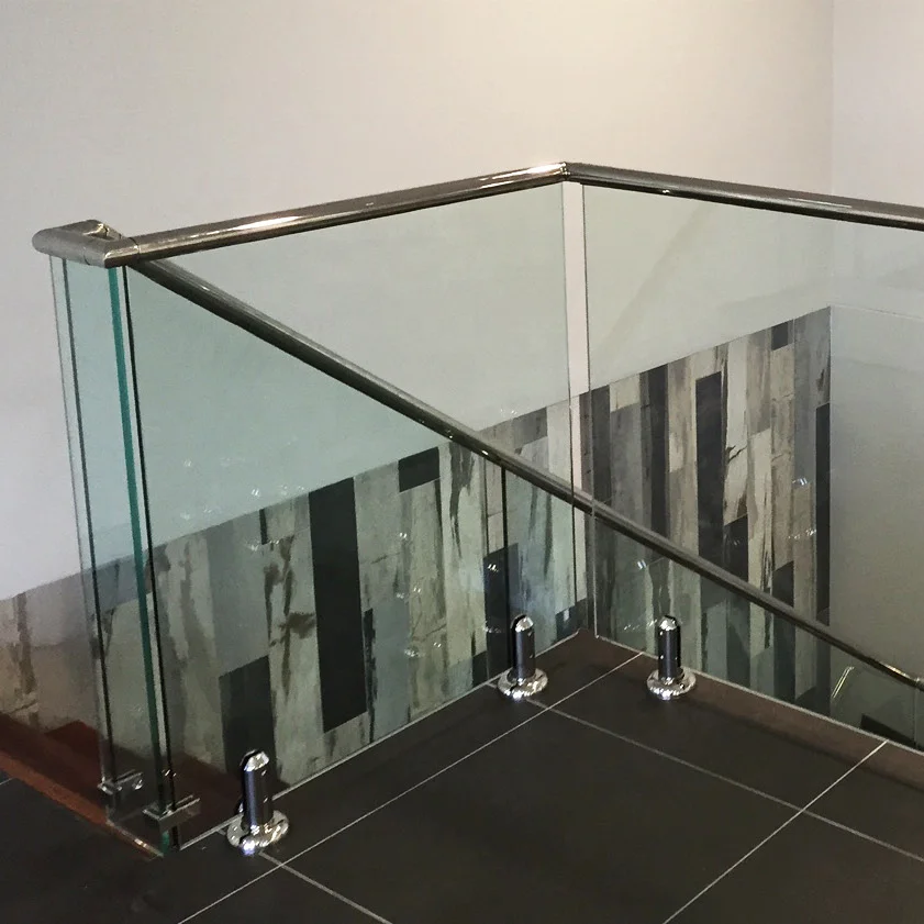 INOX stainless steel handrail corner joint for glass railing top rails round pipe