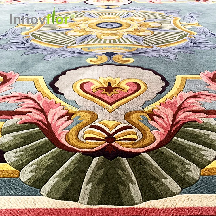 China Traditional Commercial Home Guestroom Manufacture Living Room Rug Circle Rug Hotel Hand Tufted Wool Loop Carpet For Home