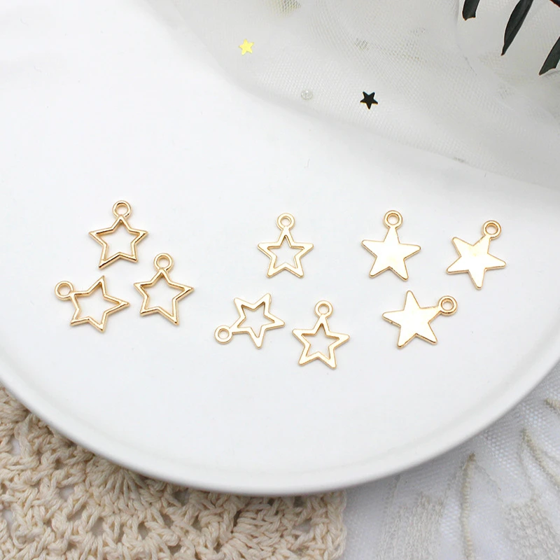 Small Star Pendant Flat Charms With Open Jump Ring For Necklace Bracelet Earring Dangle DIY Jewelry Making