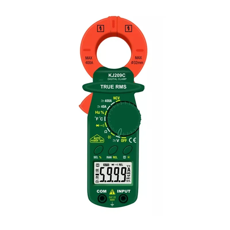 KJ209C AC/DC True RMS Multi-function Digital Clamp Meter 600V