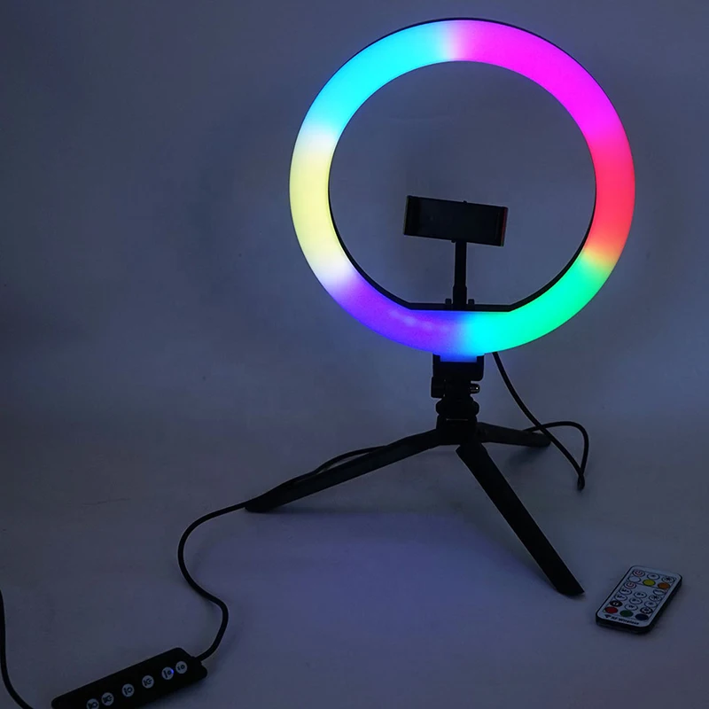 Wholesale 10inch Led RGB Selfie Ring Light With mini tripod Control Video Light desk ring light