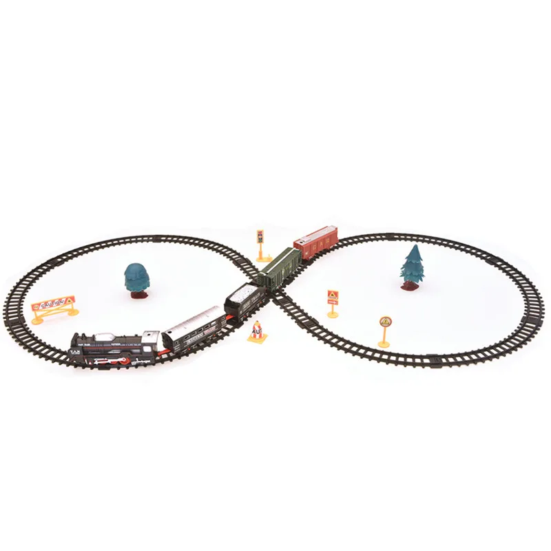 Hot selling 19 Pcs electric rail rail rail train toys for children DIY assembly plastic train track set