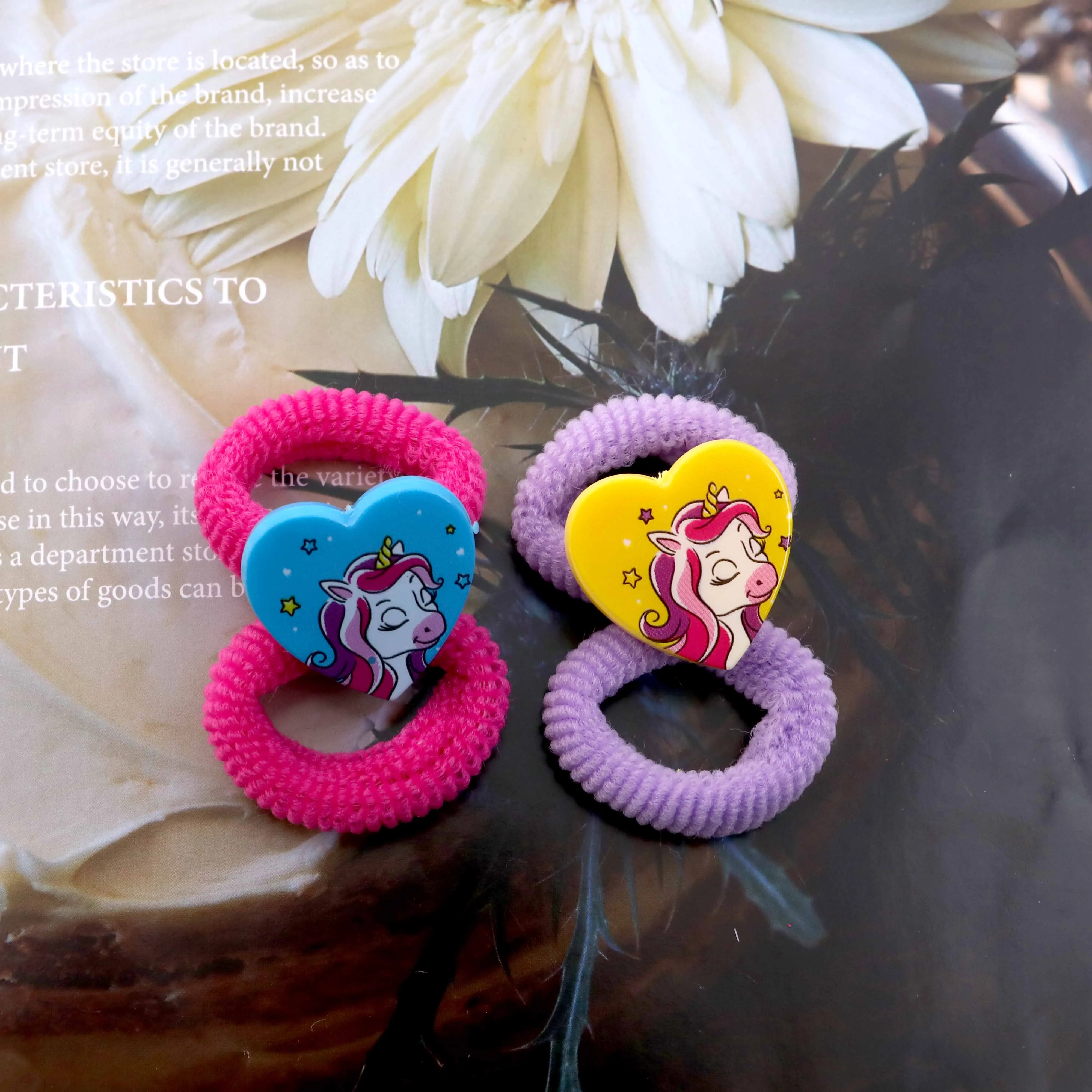 Yifan 8Pcs/Set New Products Most Popular Unicorns Heart Elastic Hair Ties Band Bow Hair Clip For Girls Women