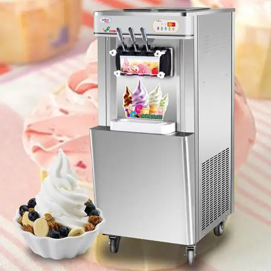3 Flavors- soft upright stand soft serve ice cream Machine for snack shop freezer
