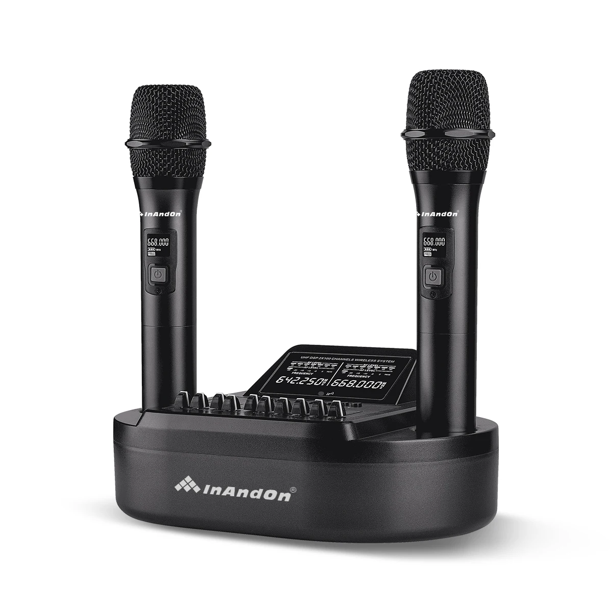 
Portable UHF WIreless Karaoke Microphone UHF Channel Rechargeable Two-handed Cordless Microphone 