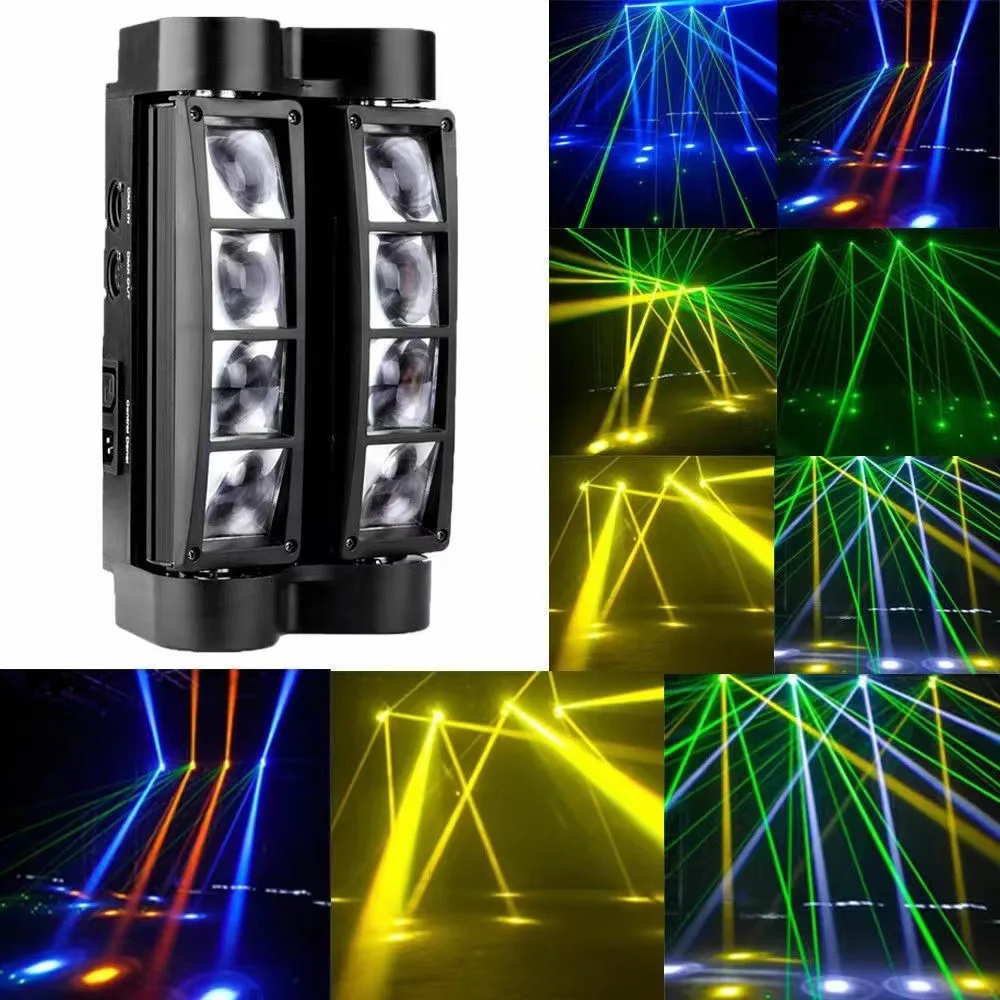 Mini LED 8-Eyed Spider Light RGB Sound Control Moving Head Light DMX DJ Bar 8-Eye Stage Beam Light