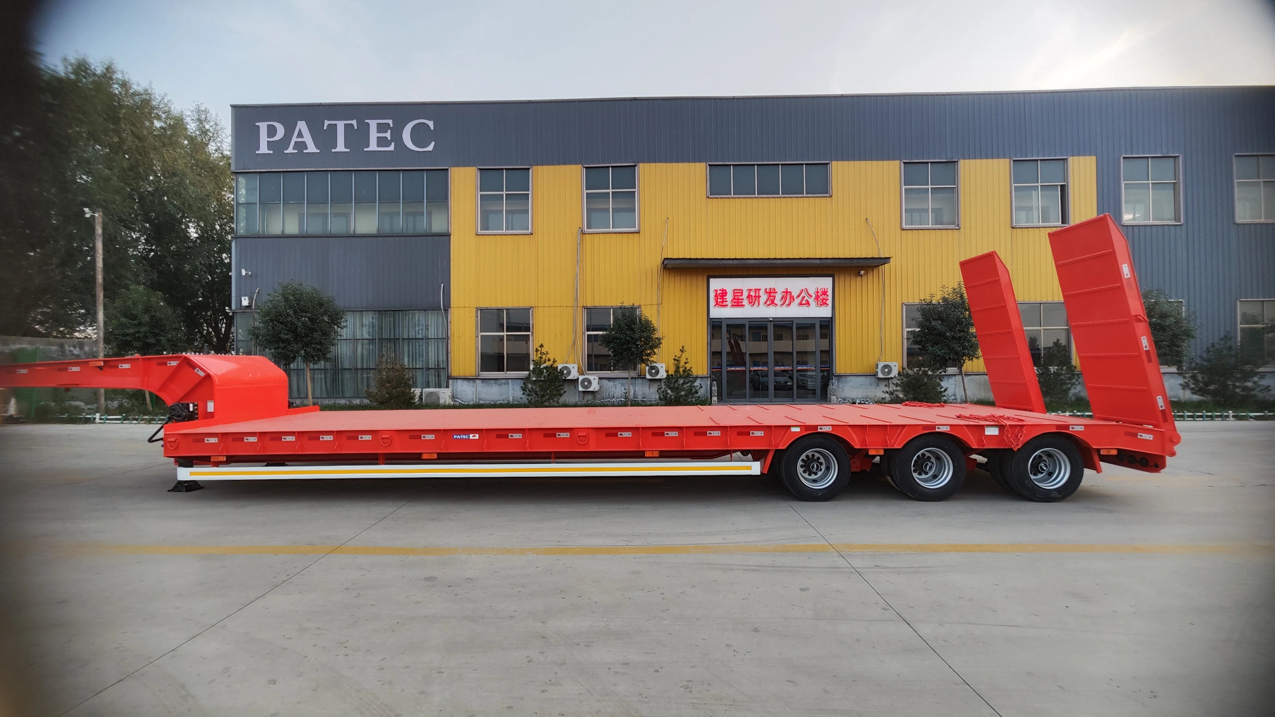 12m 3 axle 50 Ton Lowbed Trailer High Quality Lowbed Truck Trailers Drop Deck Extendable Lowboy Trailer for Sale