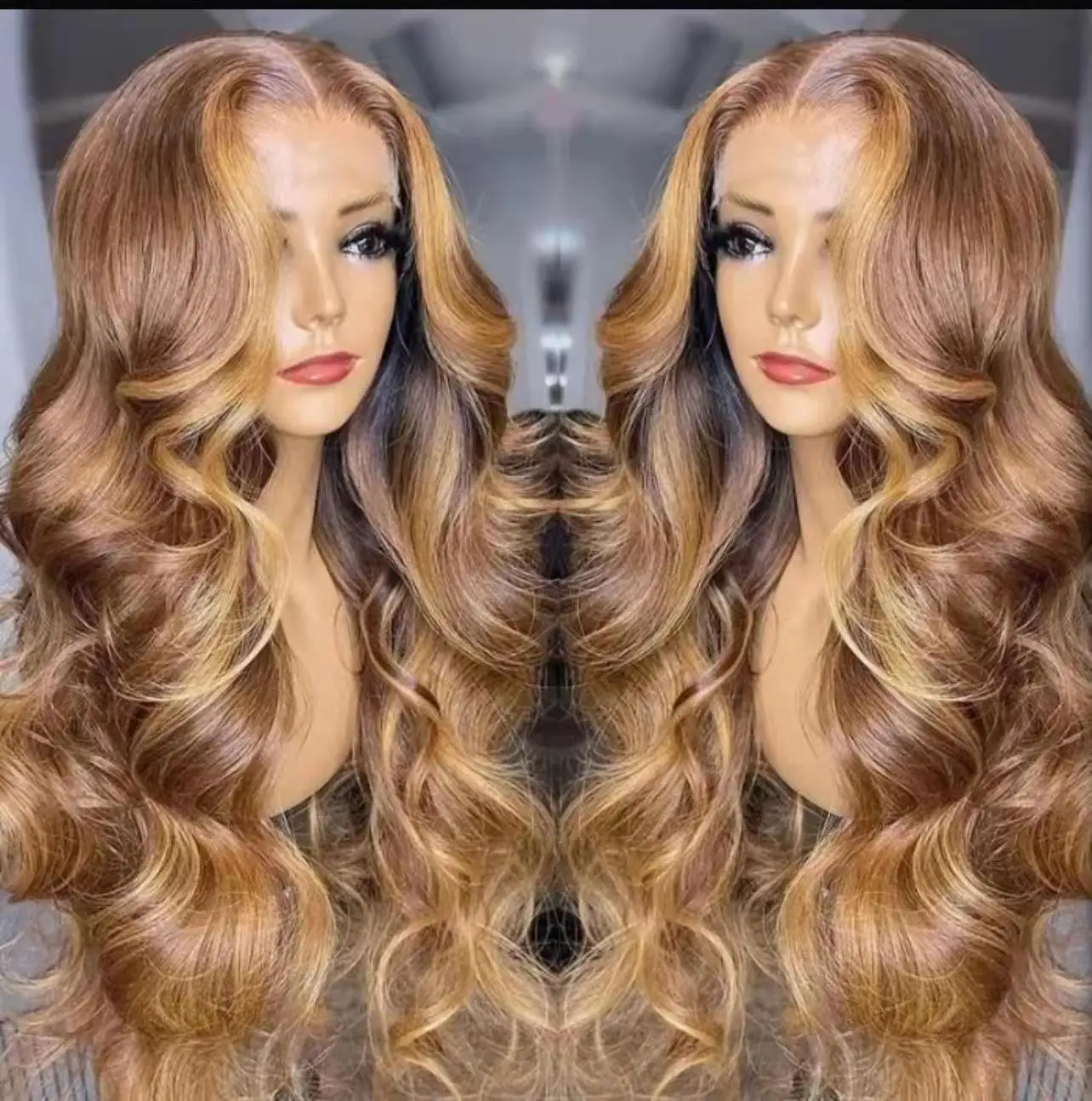 Hd Lace Frontal Brown Wig Honey Blonde Colored Ombre Highlight Wigs Human Hair 13x4 Transparent Front Glueless Wigs