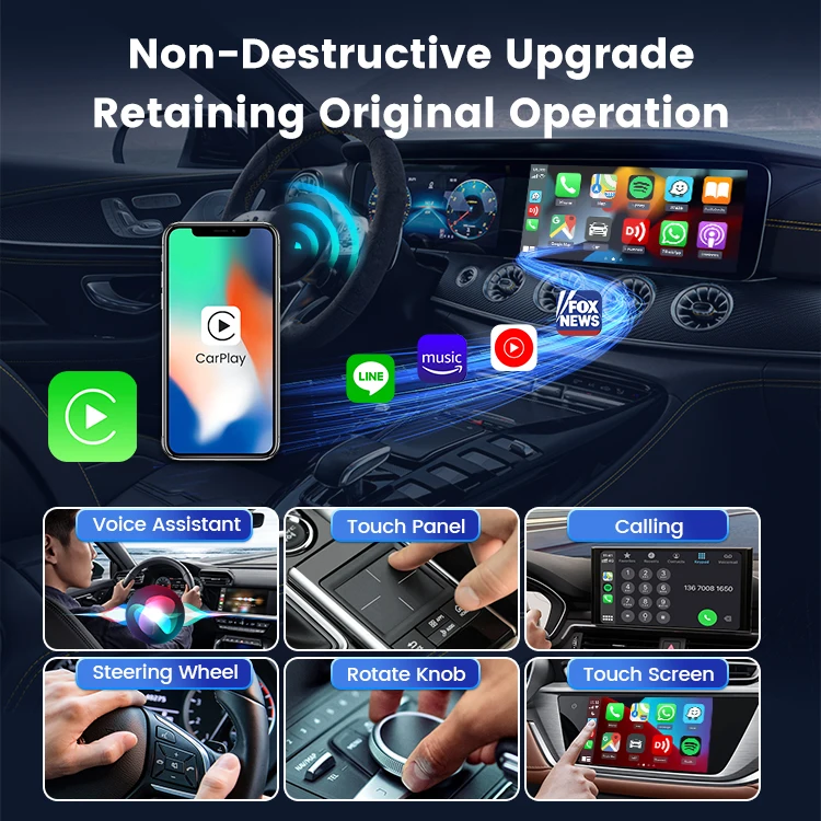 New Car Ai Player Fast Plug And Play Voice Radio Sound Control 2 In1 Wired To Wireless Android Auto Carplay Usb Ai Box For Apple