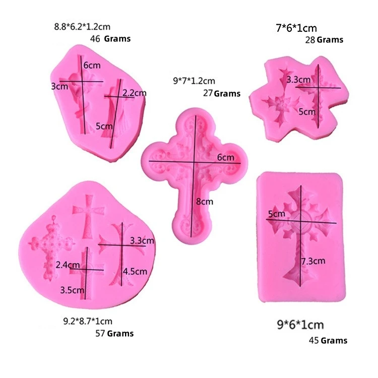 Chinese Factory Good Quality Easy To Clean Silicone Cross Crucifix Pink Industrial Soap Molds For Cake Soap