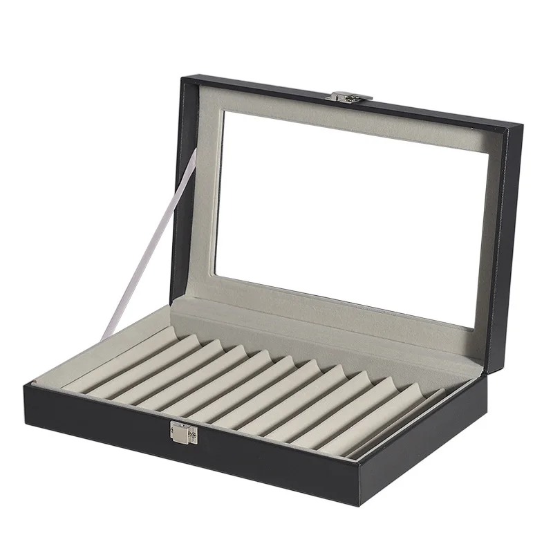12/24/36Piece Pen Display Box Glass Pen Display Case Storage Fountain Pen Collector Organizer Box with Lid Glass Window
