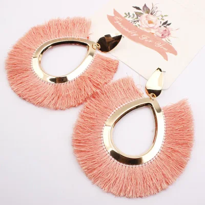 
European And American Exaggerated Alloy Fan-shaped Tassel Earrings Female Fashion Retro Cross-border Exclusively For Bohemian 