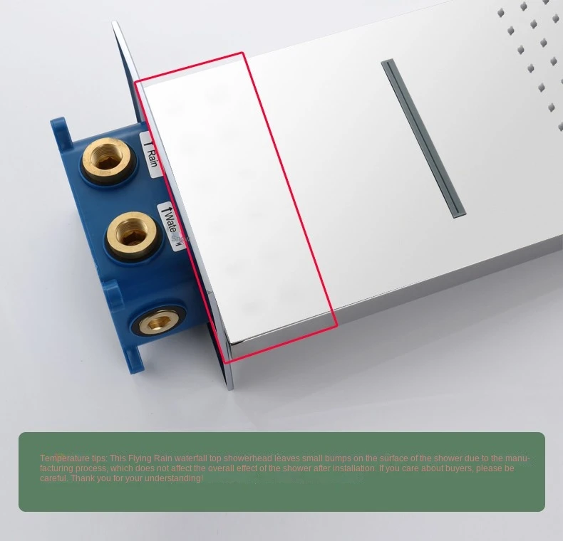 Luxury Household Chrome Square Top Shower Waterfall Bath Thermostatic Shower 3-Function Concealed Shower Set