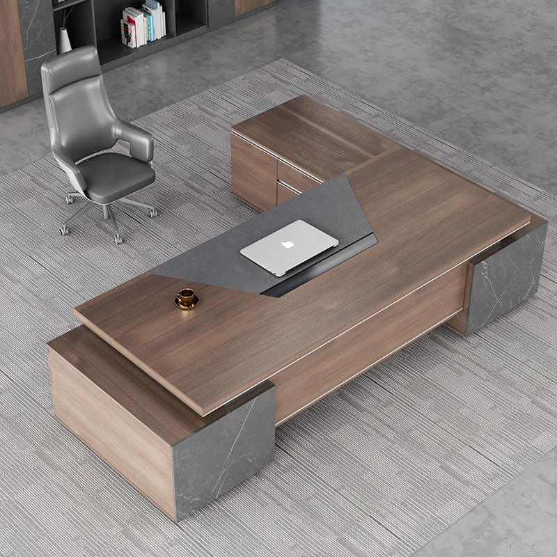 High End Office Furniture Escritorio De Oficina Mdf Board Executive Boss Office Desk L Shape Factory Design Luxury Office Table