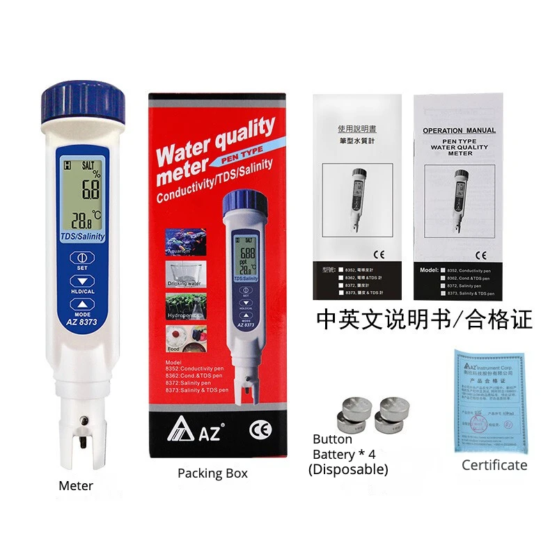 AZ8373 Pen Type TDS Salinity Tester Salinity Detector Sea Water Quality Digital TDS Salinity Meter