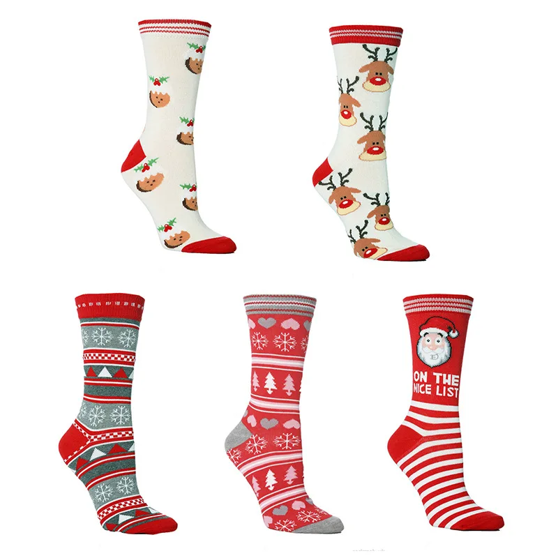 Super Cute Xmas Crew Socks Cotton Unisex Fashion Men Women Unisex Manufacturer Christmas Custom Sock