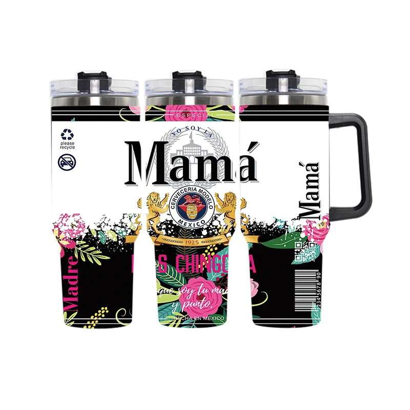 Hign quality beer modelo chingona mexico bichota style 304 stainless steel vacuum 40oz tumbler custom tumbler cups with handle