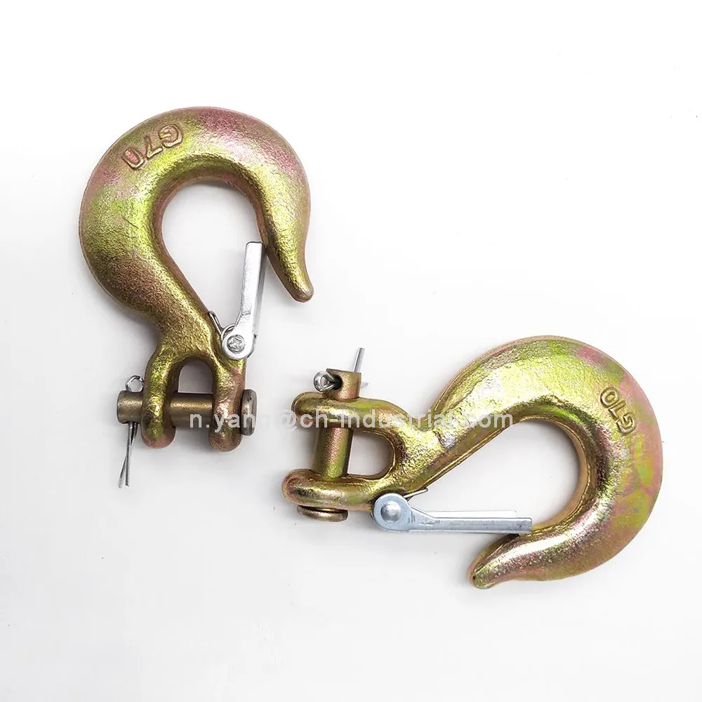 Tow Chain Clevis Grab Hook G70 Clevis Slip Hook with Safety Latch Heavy Duty Clevis Chain Hook for Trailer Truck Transport