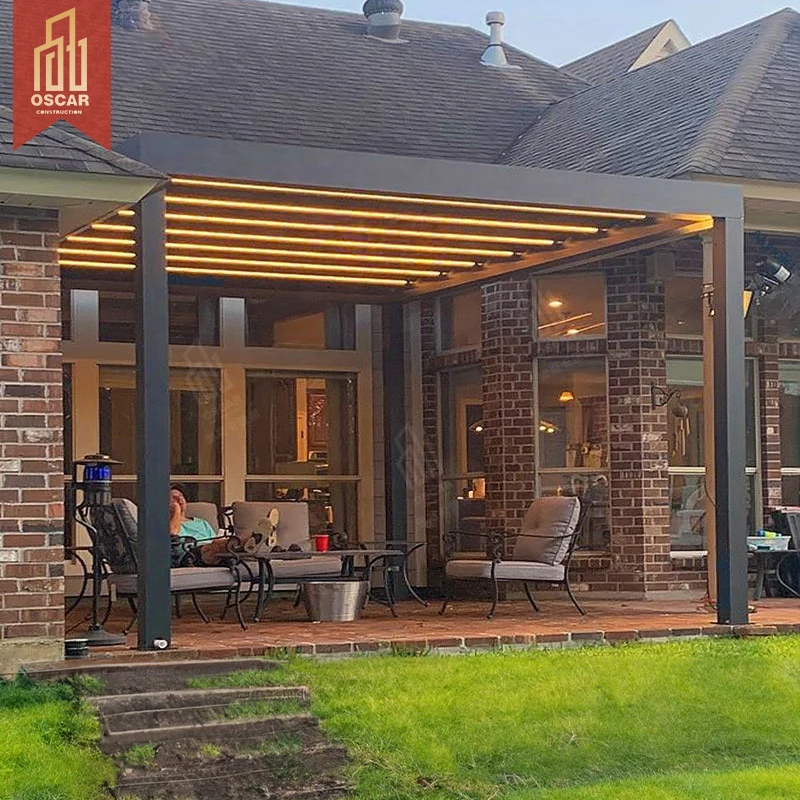 Garden Pergola Gazebo Pergola Aluminum Louvered Roof Metal Luxury Modern Outdoor Waterproof Garden Decorations Power Coated