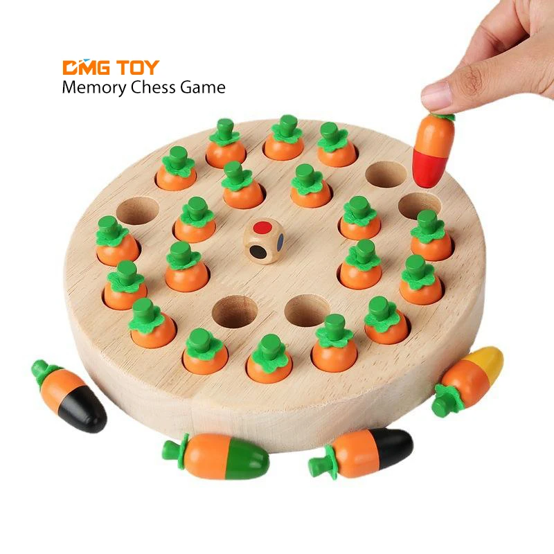 Wholesale Early Educational Puzzle Toys Interesting Radish Mushroom Color Wooden Memory Chess Game for Children