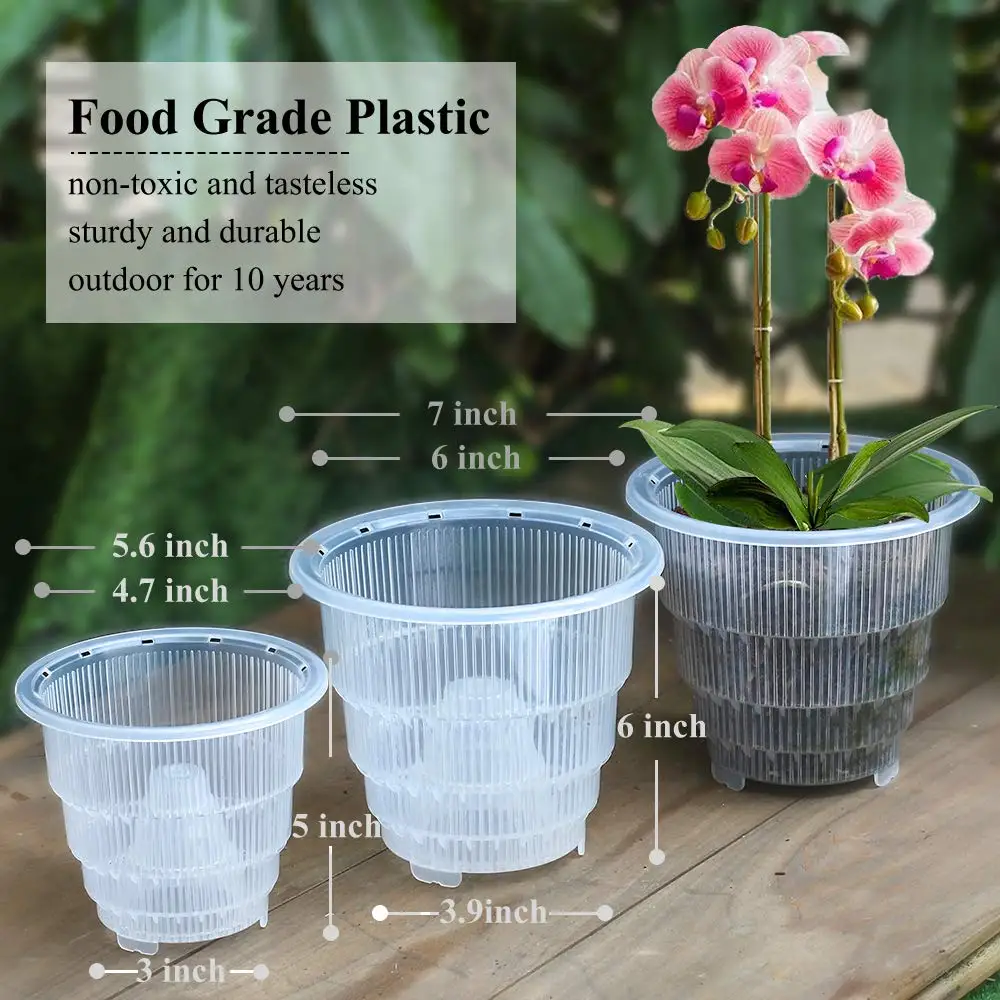 Plastic Flower Pots 5/6/7 Inch Clear Orchid Pot Flower Container Plant Seedling Nursery Pots Planter Home decoration
