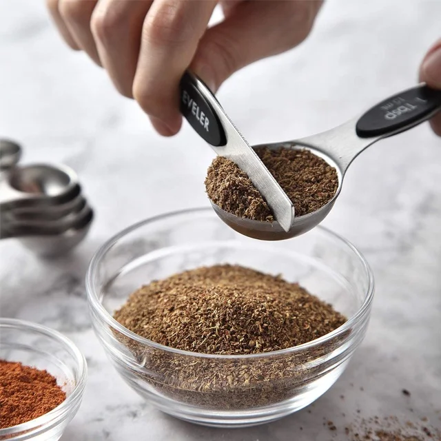 One Set Available 8pcs Magnetic Stainless Steel Measuring Spoons Set For Dry and Liquid Ingredients