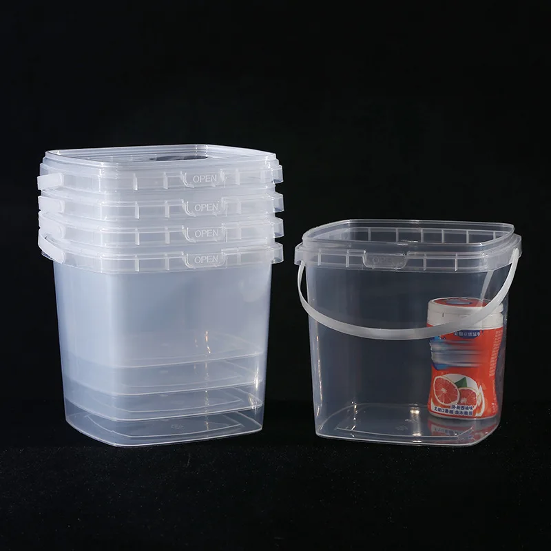 Plastic Container with Lid Food Storage Container Square Plastic Pails with Handle Reusable plastic food storage containers