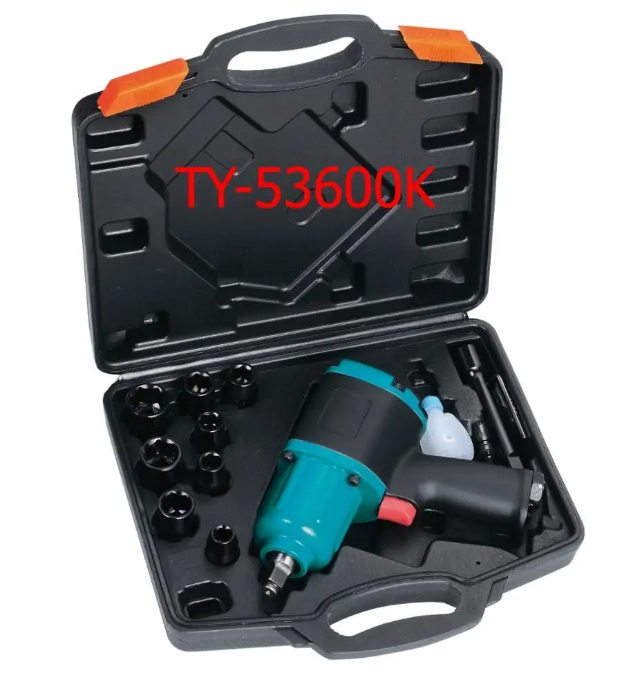 TY52811K Air Impact Wrench Kit (12-Piece) 400 ft.lbs break torque, twin hammer auto shop repair kit