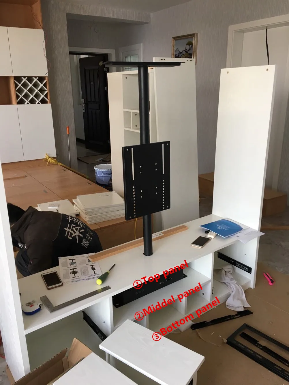 Living room modern tv stand cabinet design rotating tv stand 180 360 degree bracket motorized tv wall mount