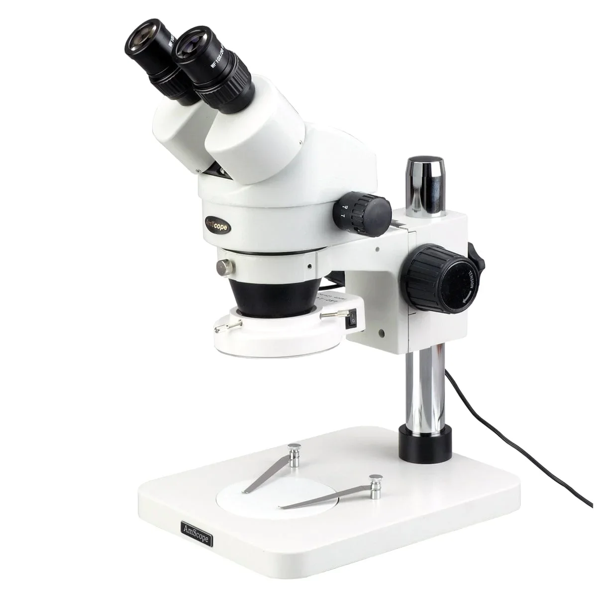 AmScope 7X-45X Zoom Power Inspection Dissecting Stereo Microscope with 144-LED Light