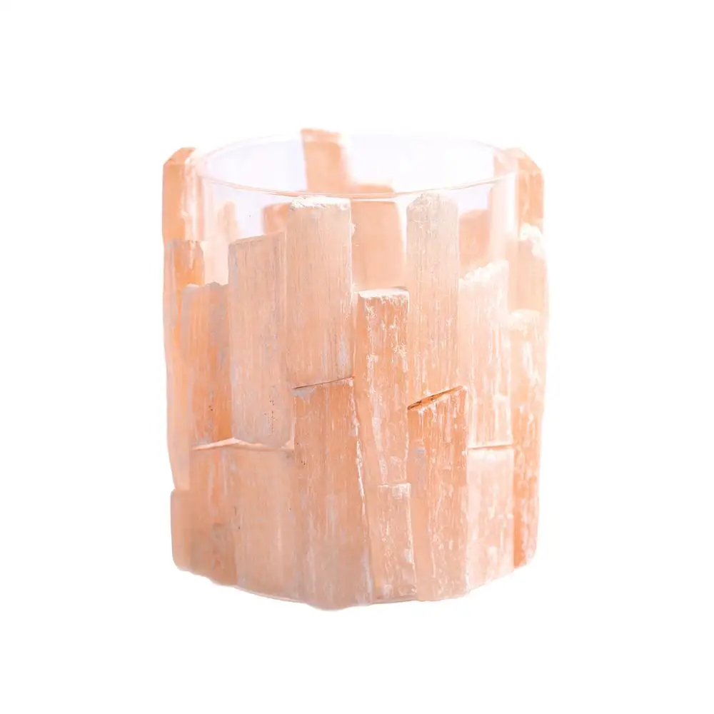 Creative natural crystal stone himalayan salt candle holders