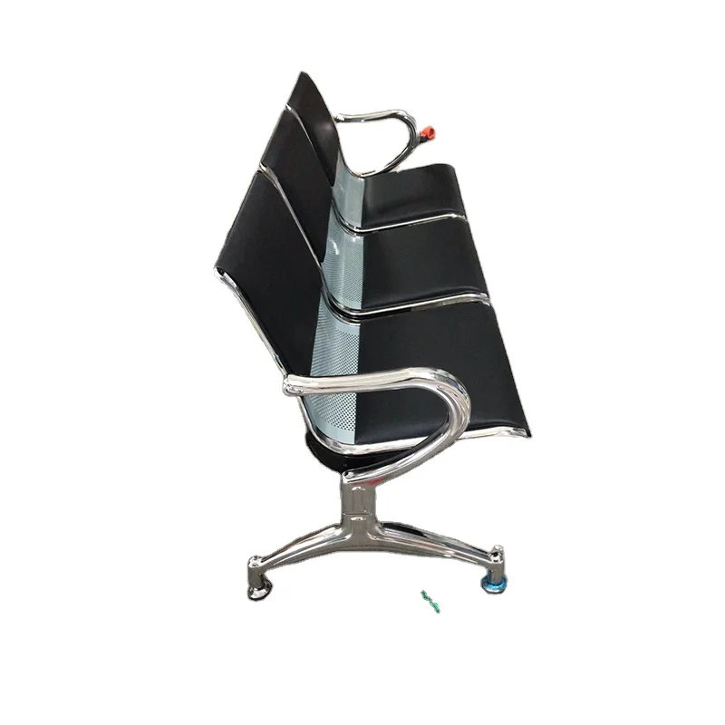 Wholesale Garden Hotel Hospital 3 Seats Breathable Leather Seat Backrest Aluminum Chair with Armrest