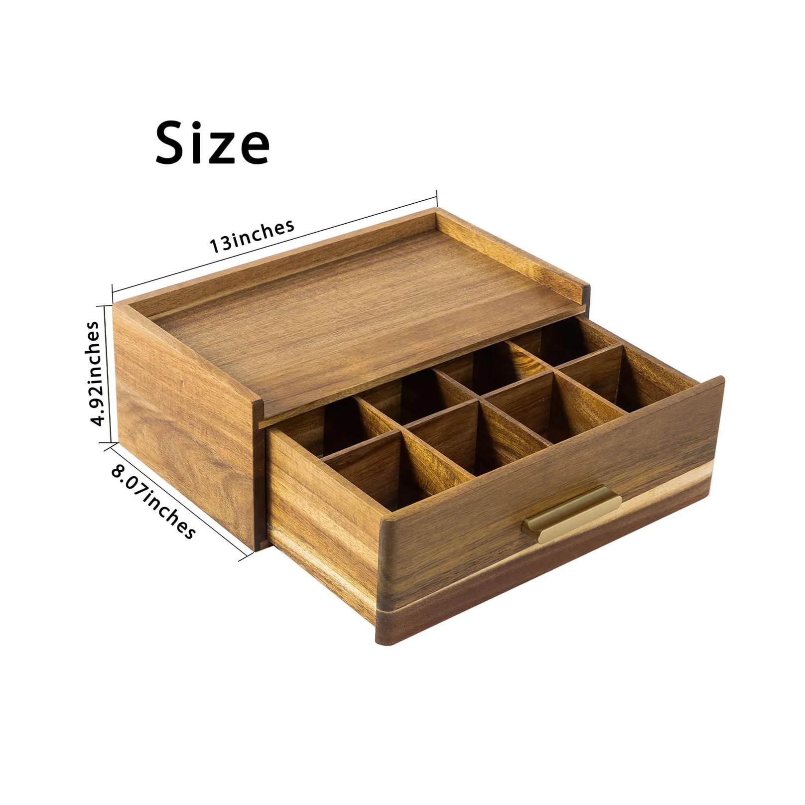 Teabag Holder Container Box for Countertop Acacia Wood Tea Bag Organizer Tea Organizer and Storage Box Tea Bags Storage Drawer