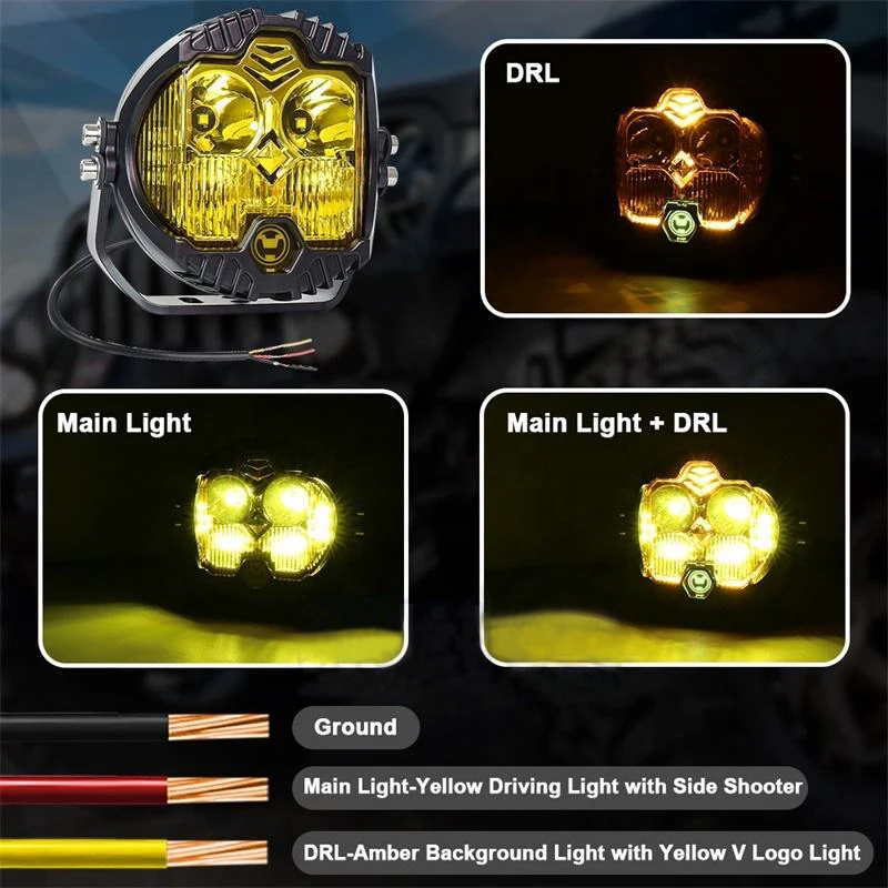 Others Car Light Accessories 32W Tri-Color Projector  LED Work Light with White and Yellow drl Driving Spot Fog Lamp for truck