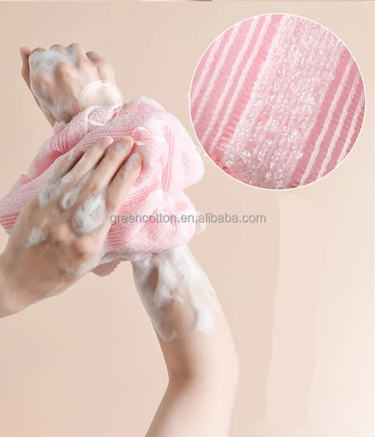 Custom Logo Exfoliating Washcloth Face Body Scrub Towel Japanese Exfoliating Towel Body Scrubber 2 Sides for Scrubbing Washing