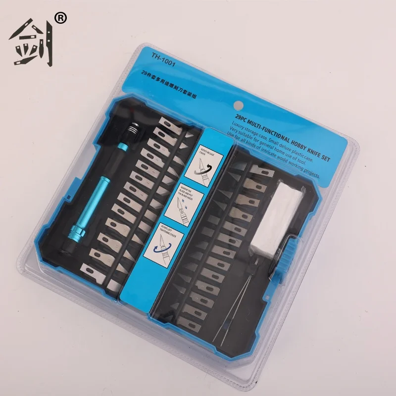 Aluminum Overmolded Plastic 29PC Precision Craft Knife Set For Scrapbooking
