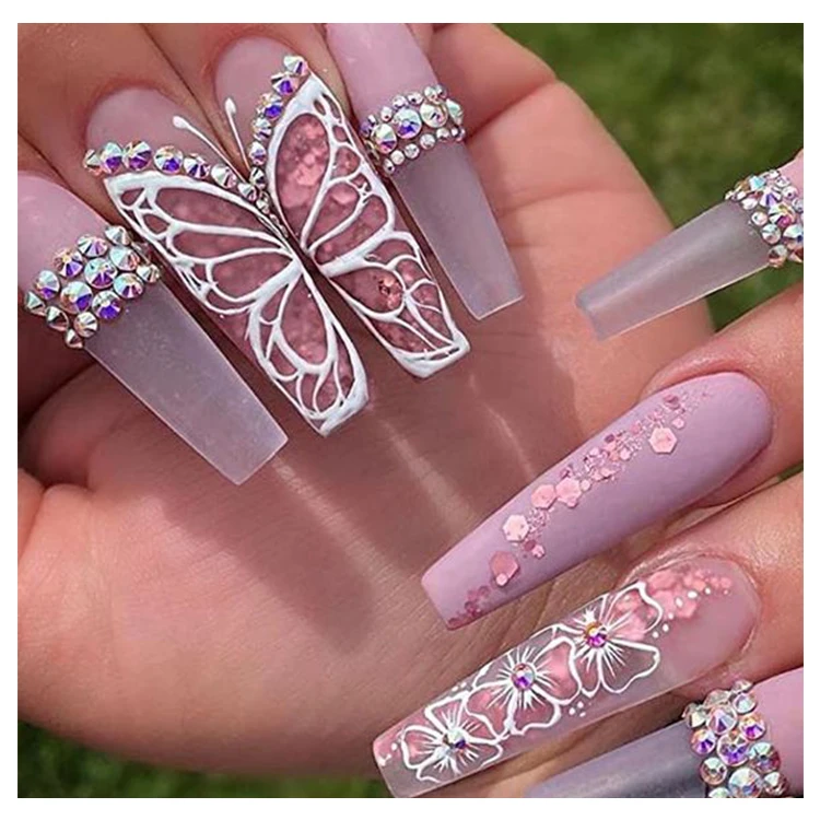 New Design girls artificial fingernails abs fake nails acrylic press on nails boxes package wholesale