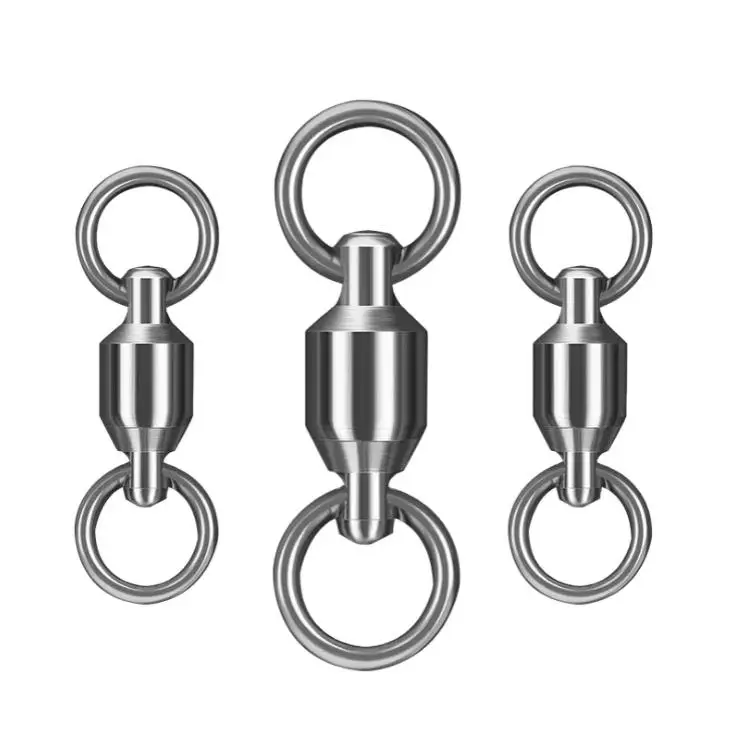 Ball Bearing Swivels Copper Barrel Swivels Stainless Welded Solid Ring Fishing Swivels Hooks Connectors set