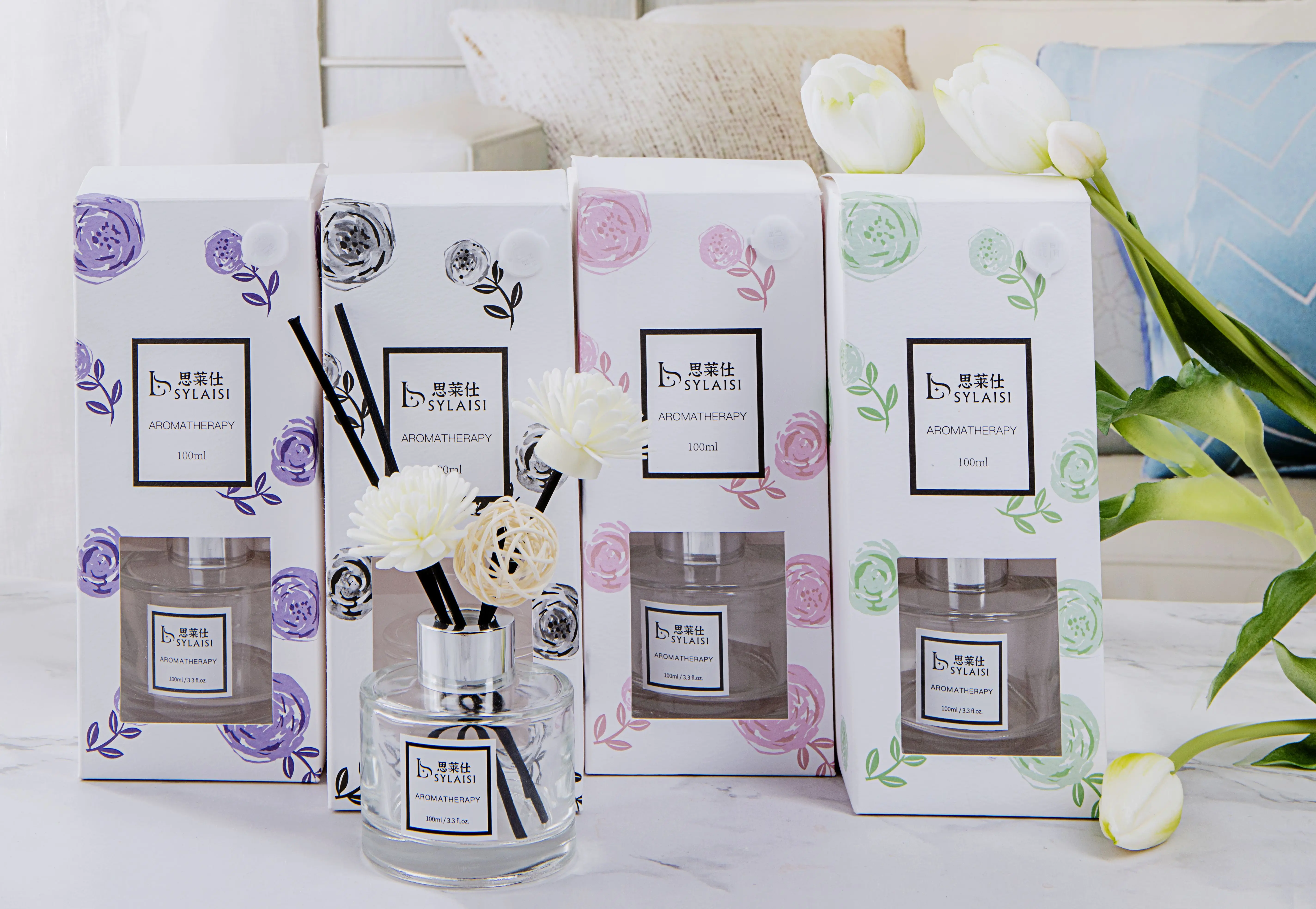 Wholesale 100ml 1 Pack Home Office Decor Aromatherapy Diffuser Oil Gift Set Preserved Flower Reed Diffuser