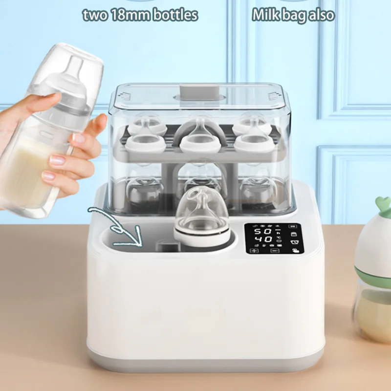 Multi-functional Feeding Bottle Sterilizer Food Steam Heating Electric Baby Bottle Warmer Breast Milk Heater BPA Free 6 Bottles